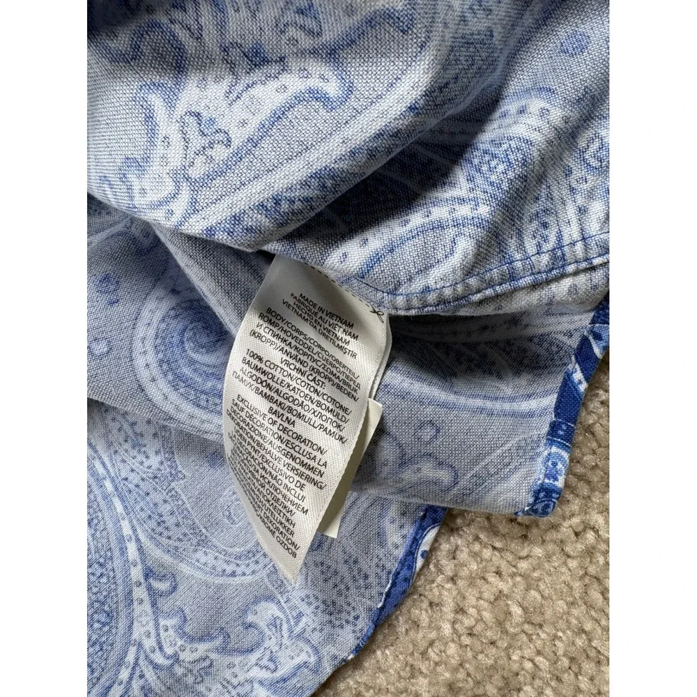 Polo Ralph Lauren Mens XXL Blue Paisley Short Sleeve Button Down Classic Shirt